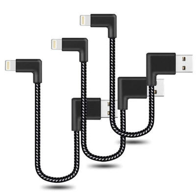 

Right Angled Lightning Charging Cable 2m 24A 90 Degree Braided Sync Date Cable For IPhone XSXRX8 Plus76 PlusSE-2m