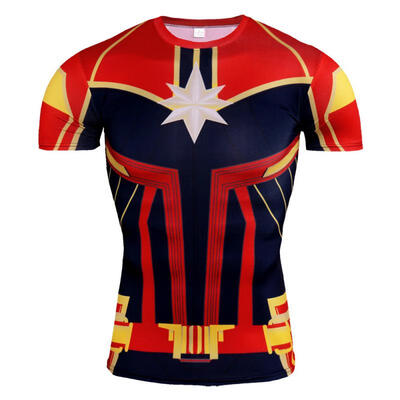 

3D Carol Danvers T-shirt Slim Fit Elastic Super Hero Cosplay Tee