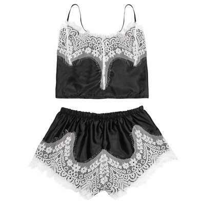

Toponeto Women Sexy Satin Lace Lingerie Babydoll Underwear Nightwear One Piece Set