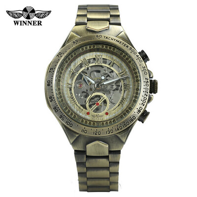 

〖Follure〗Luxury Monochrome Metal Strap Hollow Vintage Fashion Mens Mechanical Watch