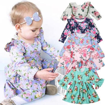 

Autumn Baby Kids Girl Long Sleeve Dress Floral Dress Party Dress Flower Sundress