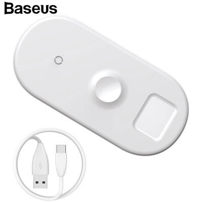 

Baseus smart 3 in 1 fast wireless charger for phone Airpods Watch 1 to 4 with USB cable