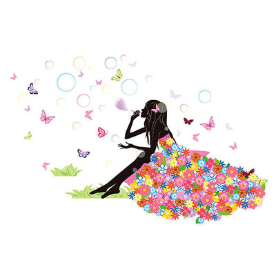 

Self-adhesive Butterfly Girl Wall Stickers Removable Decals Bedroom Decor