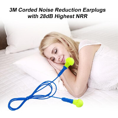 

10Pcs 3M 318-1005 Push-Ins Corded Earplugs Noise Reduction 28dB Highest NRR Comfortable Ear Plugs for Sleeping Snoring Work Travel