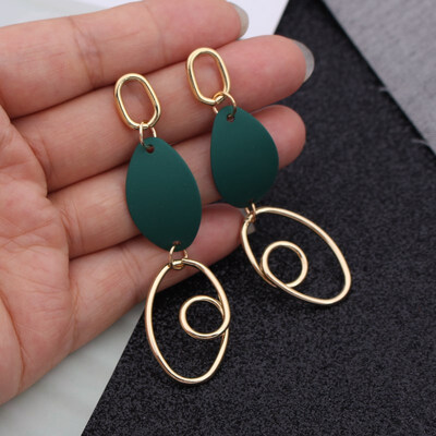 

EK537 New Fashion Metal Painted Waterdrop Heart Pendant Earrings for Women Handmade Sweet Wedding Jewelry Christmas Gift