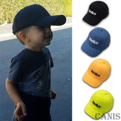 

Baseball Cap Plain Kids Boys Strapback Solid Hats Polo Style Hook-N-Loop New