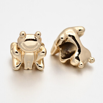 

Cadmium Free & Nickel Free & Lead Free Unfading Alloy European Beads Large Hole Frog Beads Golden 13x11x9mm Hole 5mm