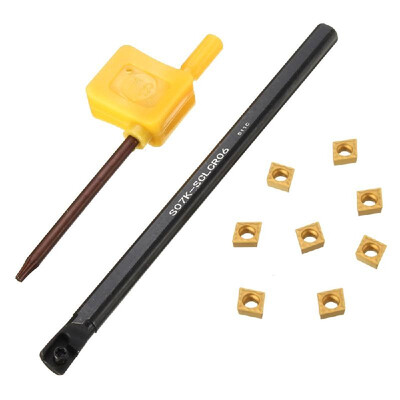 

7x125MM S07K-SCLCR06 Lathe Turning Tool Boring Bar Holder 8Pcs CCMT0602 Inserts Wrench