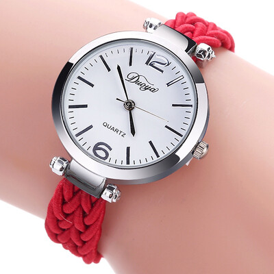 

DUOYA D190 Fashion Women Luxury Silver Dress Watch Vintage Weave Bracelet Watch