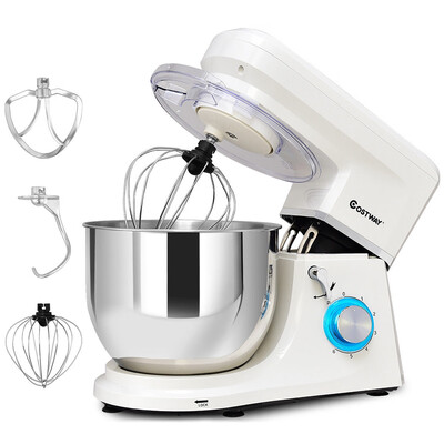 

6 Speed 75 Qt Tilt-Head Stainless Steel Electric Food Stand Mixer-White