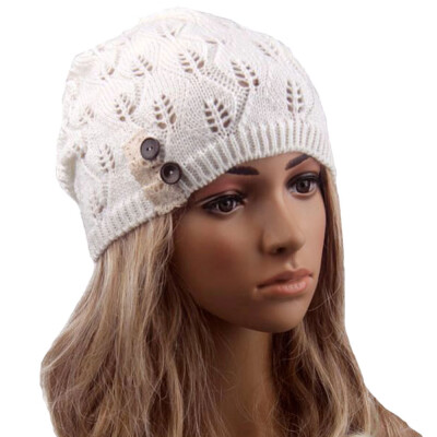 

Tailored Leaves Hollow Out Knitting Hat BK