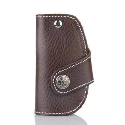 

Fashion Handmade Leather Car Key Wallet Mini Creative Solid Color Keychain Cover For Men And Women