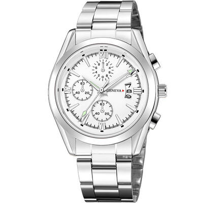 

GENEVA Mens Luxury Date Watch Stainless Steel Analog Quartz Wristwatch Man Male Business Sport Watches Erkek Kol Saati Clock