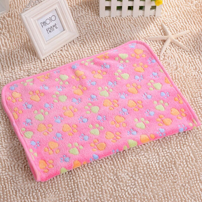 

Pets Mat Soft Flannel Fleece Paw Print Design Pet Puppy Dog Cat Mat Blanket Bed Sofa Pet Warm Products Cushion Cover Towel