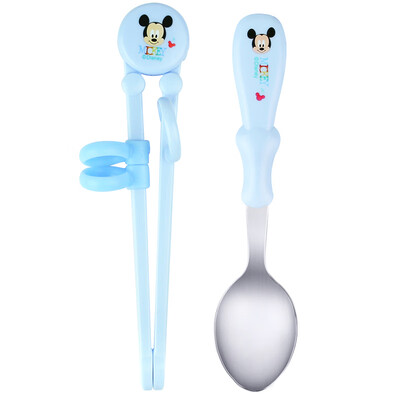 

Disney childrens tableware training chopsticks baby cartoon eating practice chopsticks baby supplies stainless steel spoon set Mickey