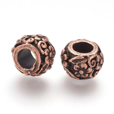 

Alloy European Beads Large Hole Beads Rondelle Red Copper 10x7mm Hole 5mm