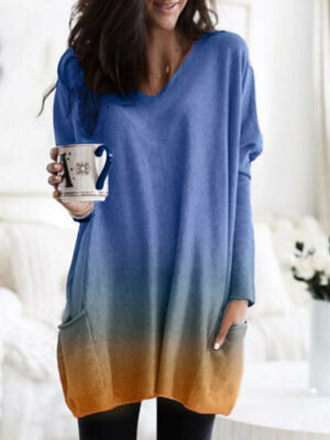

Women Ladies Casual Loose Long Sleeve V Neck T-shirt Tops Blouse Tee SXL