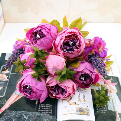 

Fake Flowers Vintage Artificial Peony Silk Flowers Wedding Home DecorationPack of 1 champagne