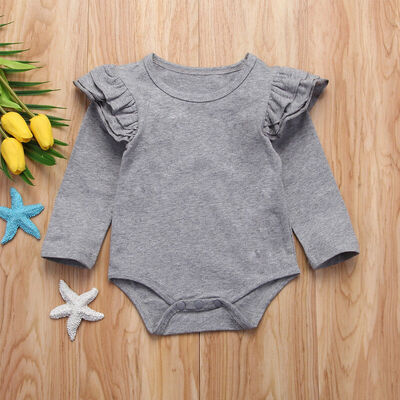 

Newborn Toddler Baby Girls Summer Romper Bodysuit Long Sleeve Outfits Jumpsuit