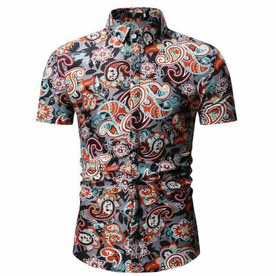 

Men Floral Short Sleeve Blouse Hawaiian Shirts Summer Beach Holiday Shirt Tops