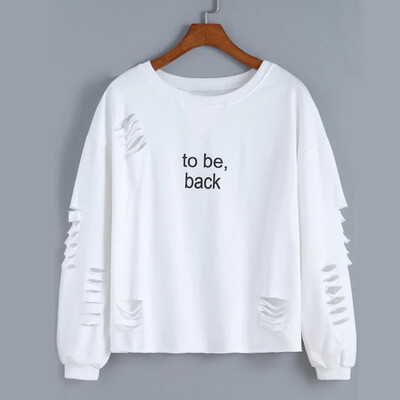 

Starmoon Women Casual Letter Print Cut-Out Sweatshirt Pullover Blouse Long Sleeve Tops