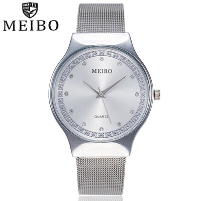 

MEIBO Fashion Alloy Belt Mesh Watch Unisex womens watches Minimalist Style Quartz Watch relogio feminino saat Hour 533