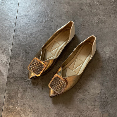 

Fairy Wind Shoes Female Tide Shoes Single Shoes Flat-soled Fashionable Summer Water-drill Square-buckled Pointed Lady Shoes