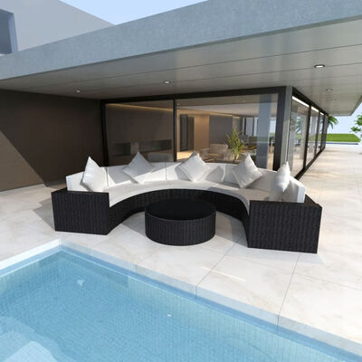 

2 Piece Garden Lounge Set with Cushions Poly Rattan Black