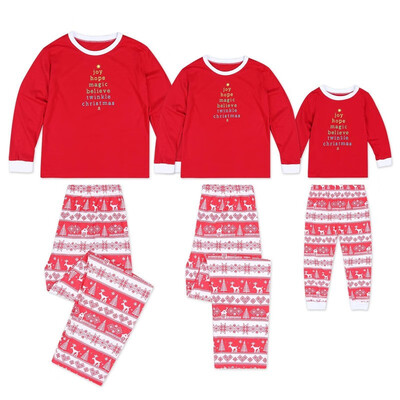 

Family Matching Christmas Pajamas Set Father Mother & Kid Unisex Deer Letter Print Sleepwear Xmas Long Sleeve Nightwear Pyjamas