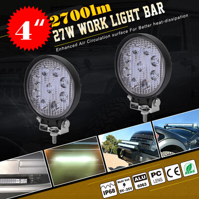 

2PCS 27W Round Spot Work Light Bar Fog Driving Lamp Truck Tractor SUV 9 LED