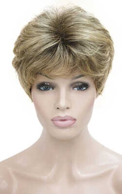 

StrongBeauty Lady Women Short Wave Syntheic Hair Wig Blonde with Highlights Full wigs Color For choose