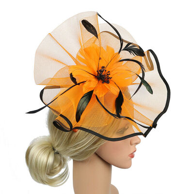 

Wedding Fascinator Headband Feather Flower Top Hat Lady Party Hair Accessories