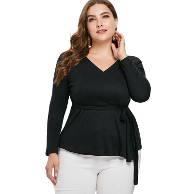 

Plus Size Wrap Coat with Belt