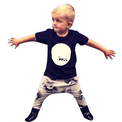 

1Set Infant Baby Boys Girls Letter Print T-shirt TopsPants Outfits Clothes