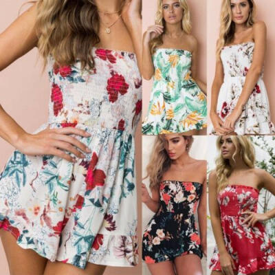 

UK Womens Holiday Mini Playsuit Ladies Jumpsuit Summer Beach Dress Short Pants