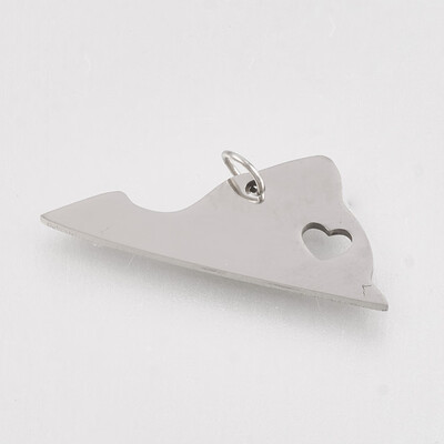 

202 Stainless Steel Pendants Map of Virginia Stainless Steel Color 12x20x1mm Hole 3mm