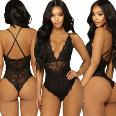 

Womens Lace Babydoll Lingerie Underwear Nightwear Sleepwear Bodysuit Jumpsuit