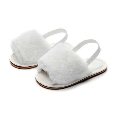 

0-24M Elastic Rubber Multi-color Fashion Infant Baby Shoes Flat Breathable Plush Sandals Toddler Soft Soled Walkers