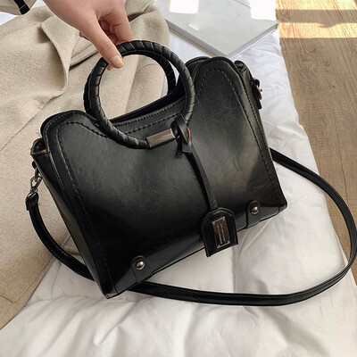 

Tailored Fashion Lady Vintage Ring Tote Bag Wild Solid Color Shoulder Bag Messenger Bag