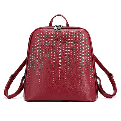 

Vintage PU Leather Women Rivet Backpack Large Capacity Shoulder School Bags