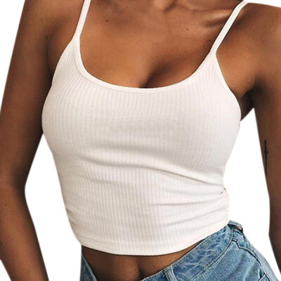 

Nomeni Women Sexy Adjustable Shoulder Straps Round Neck Sleeveless Crop Top