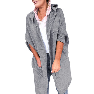 

Toponeto Women Fashion Casual Solid Long Sleeve Knit Sweater Long Cardigans Coat