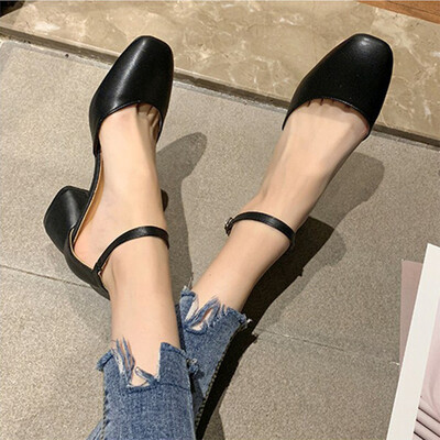 

Featuring the 2019 Summer New Korean version students wear a single buckle with thick&hollow heels