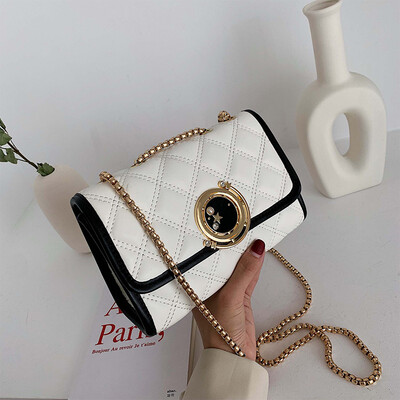 

Advanced sense bag foreign style womens bag 2019 new tide Korean ling lattice messenger bag temperament chain shoulder small squa
