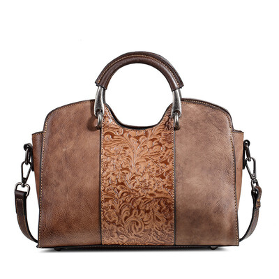 

First layer cowhide embossed female handbag women vintage genuine leather shoulder crossbody bag rub color travel leisure bags