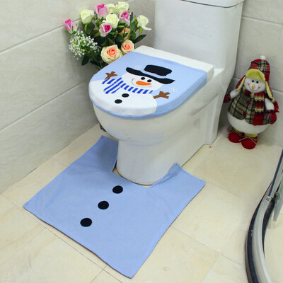

2PcsSet Christmas Decoration Christmas Snowman Toilet Seat Cover & Food Pad Set