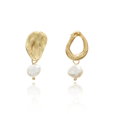 

Vintage Gold Drop Earrings For Women 2019 Geometric Drop Earring Big DIY Wedding Irregular Freshwater Pearl Fashion Jewelry