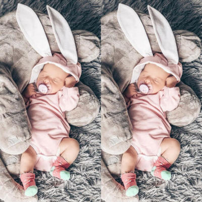 

Newborn Baby Girls 3D Ear Bunny Hooded Romper Bodysuit Jumpsuit Outfit Clothes