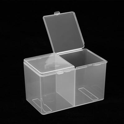 

Greensen 2 Grids Cotton Pads Swabs Container Nail Polish Glitter Powder Organizer Storage Box