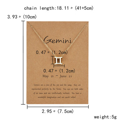 

Gold Color 12 Constellation Pendant Necklace Zodiac Sign Necklace Birthday Gifts Message Card for Women Girl Jewelry Gift